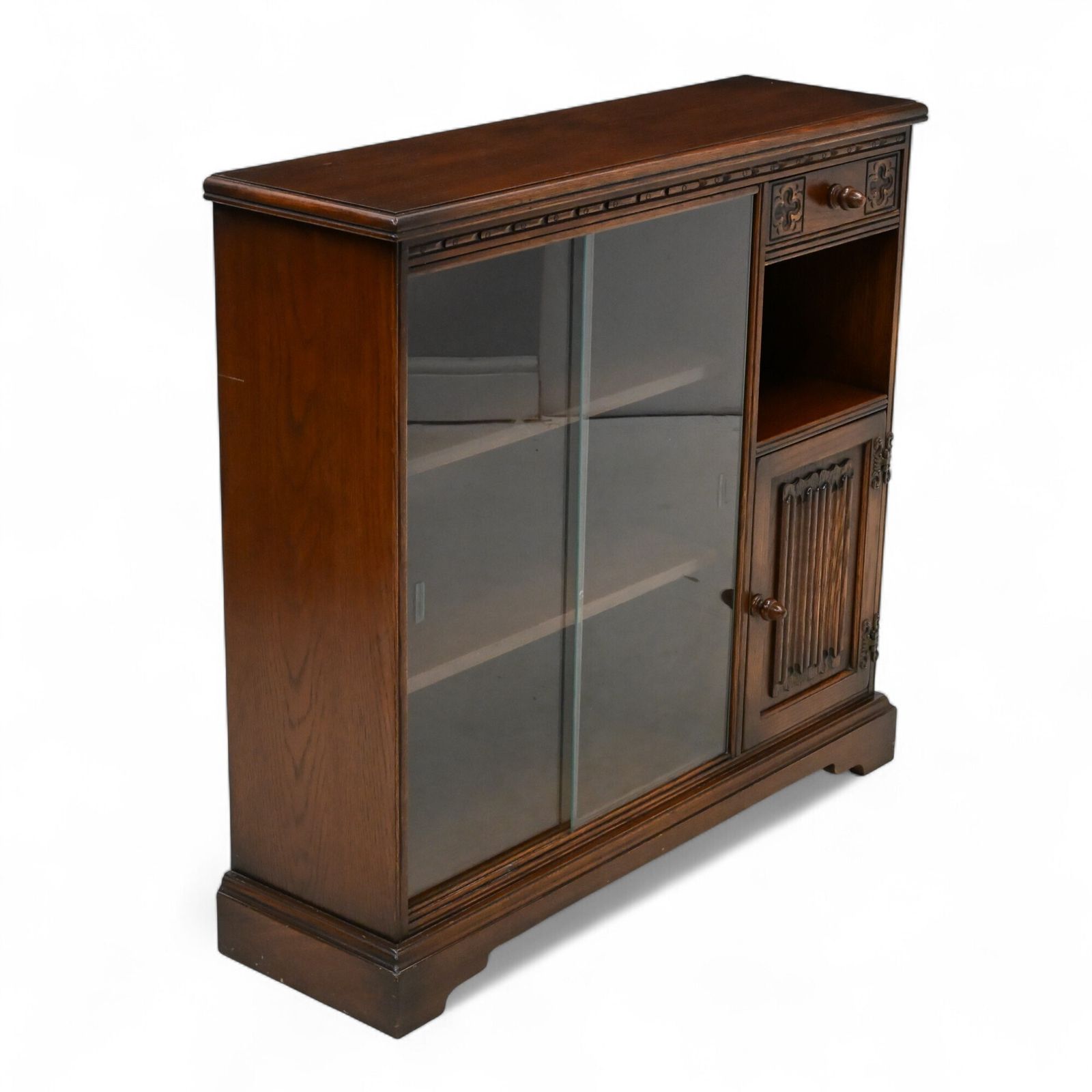 Old Charm Small Bookcase Drawer Tudor Brown Finish Free Uk Delivery* photo vinterior