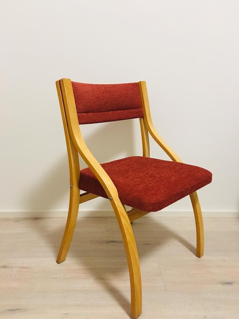 Red Dining Chairs By Ludvig Volak For Drevopodnik Holesov, 1950s, Set Of 4 photo for sale
