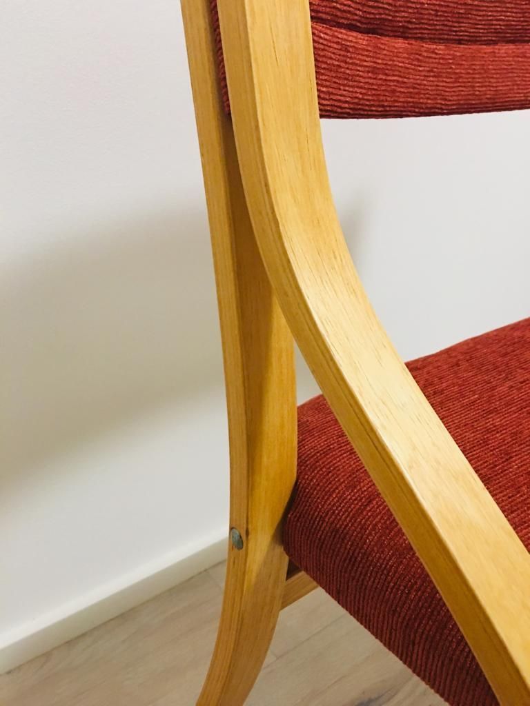 Red Dining Chairs By Ludvig Volak For Drevopodnik Holesov, 1950s, Set Of 4 photo Furniture