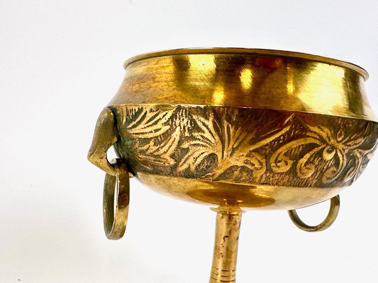 Antique Danish Brass Footed Pedestal Bowl From Malm, 1950s photo Home Decor
