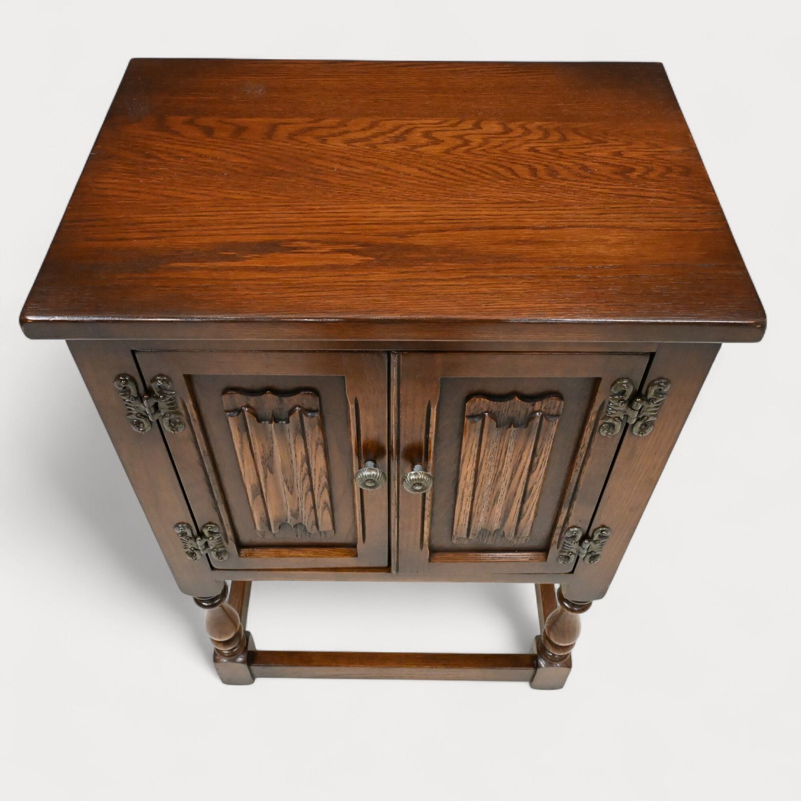 photo furniture Old Charm Pedestal Cabinet Linenfold Doors Tudor Brown Free Uk Delivery