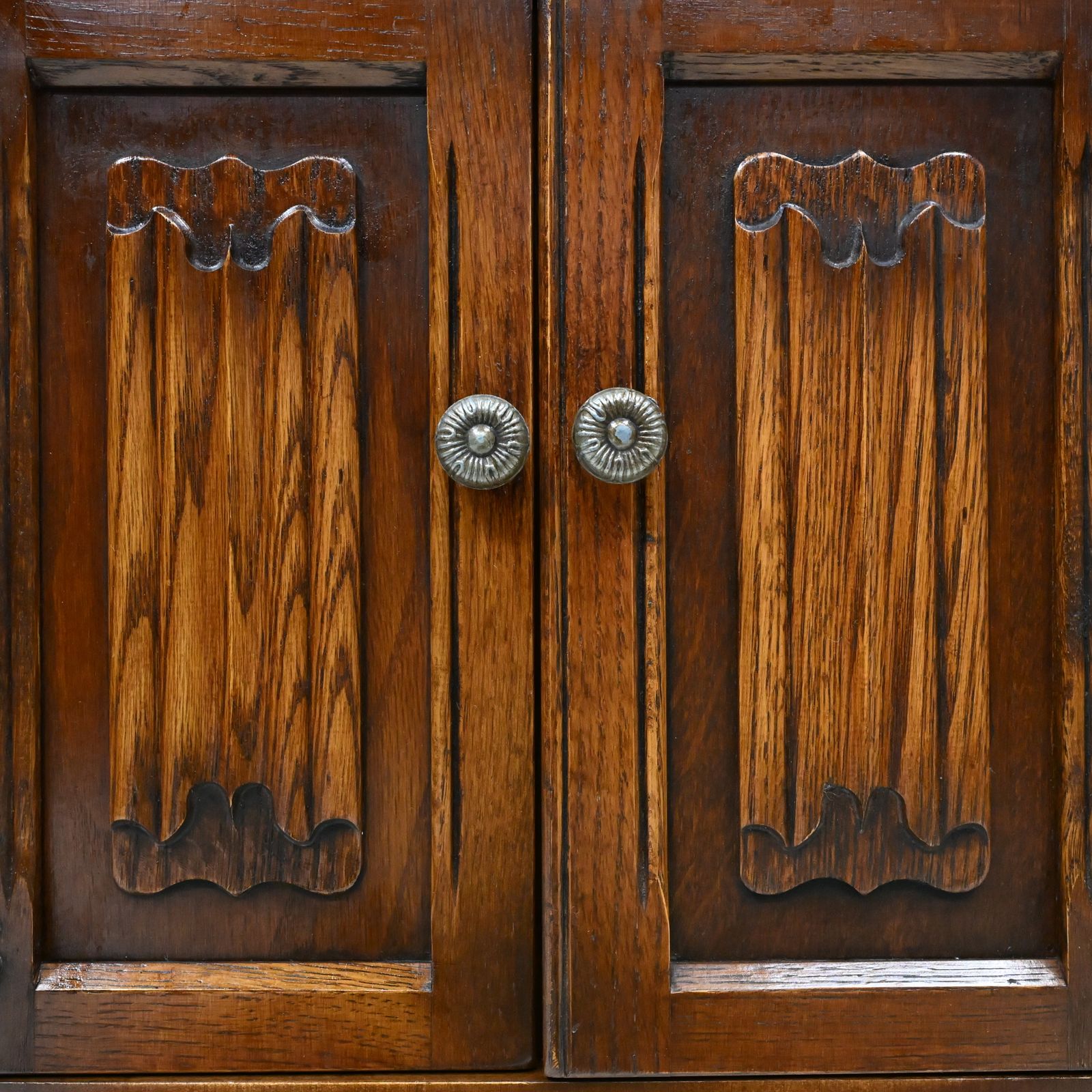photo for sale Old Charm Pedestal Cabinet Linenfold Doors Tudor Brown Free Uk Delivery
