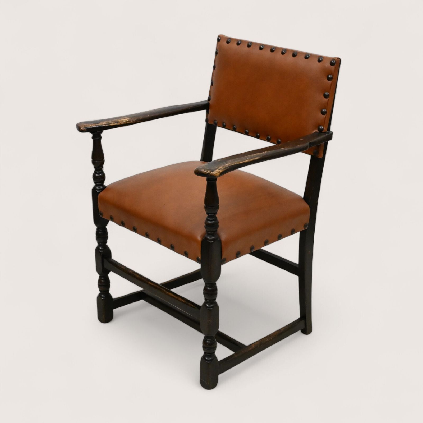 5 Skull/Ercol Dining Chairs Studded Burnt Orange Faux Leather Free Uk Delivery* photo for sale