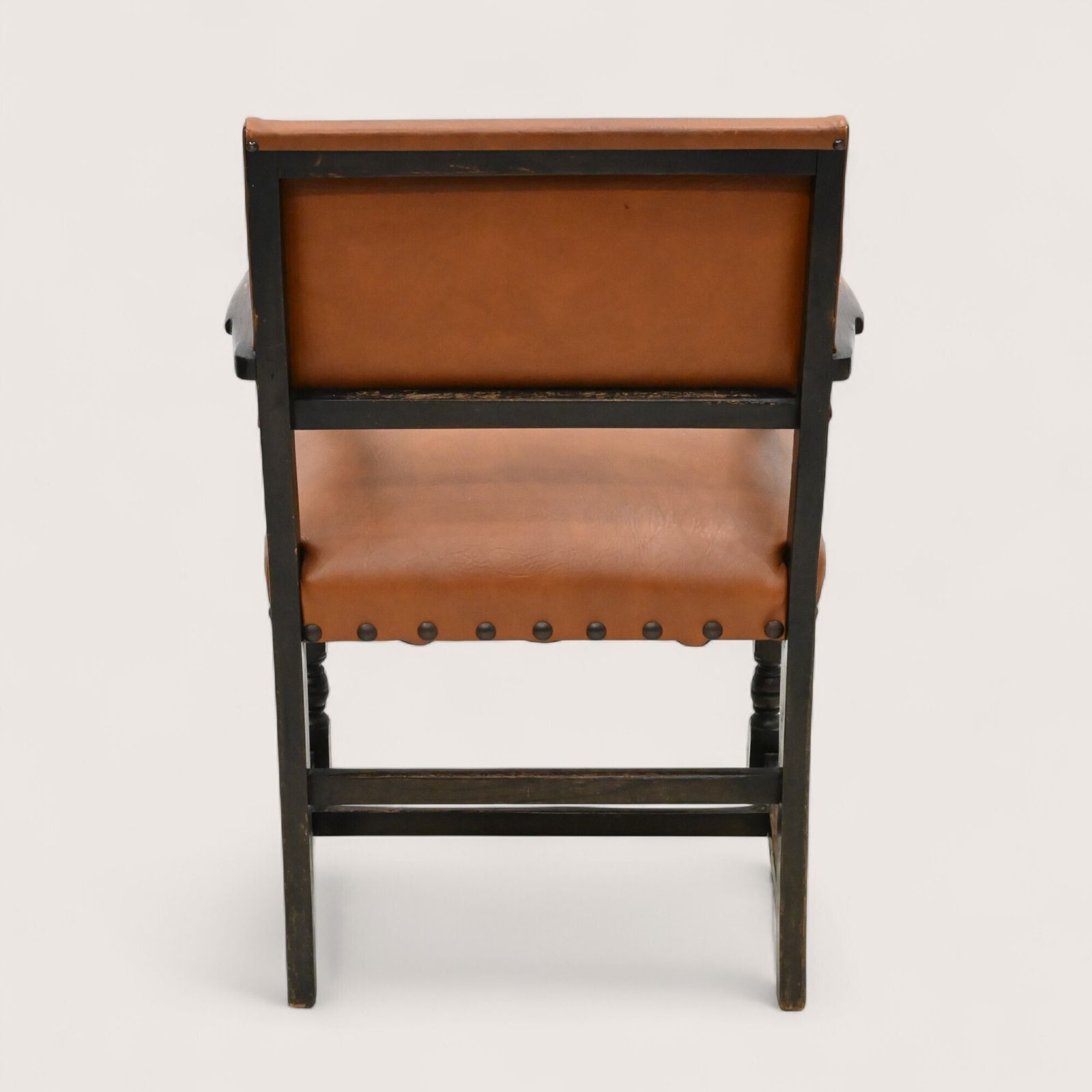 Furniture 5 Skull/Ercol Dining Chairs Studded Burnt Orange Faux Leather Free Uk Delivery* photo