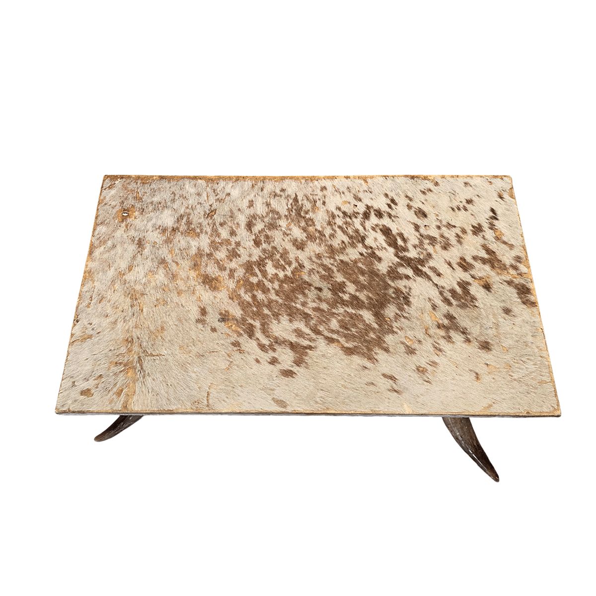 Antique French Coffee Table Made Of Cowhide And Horns, Late 1800s photo for sale