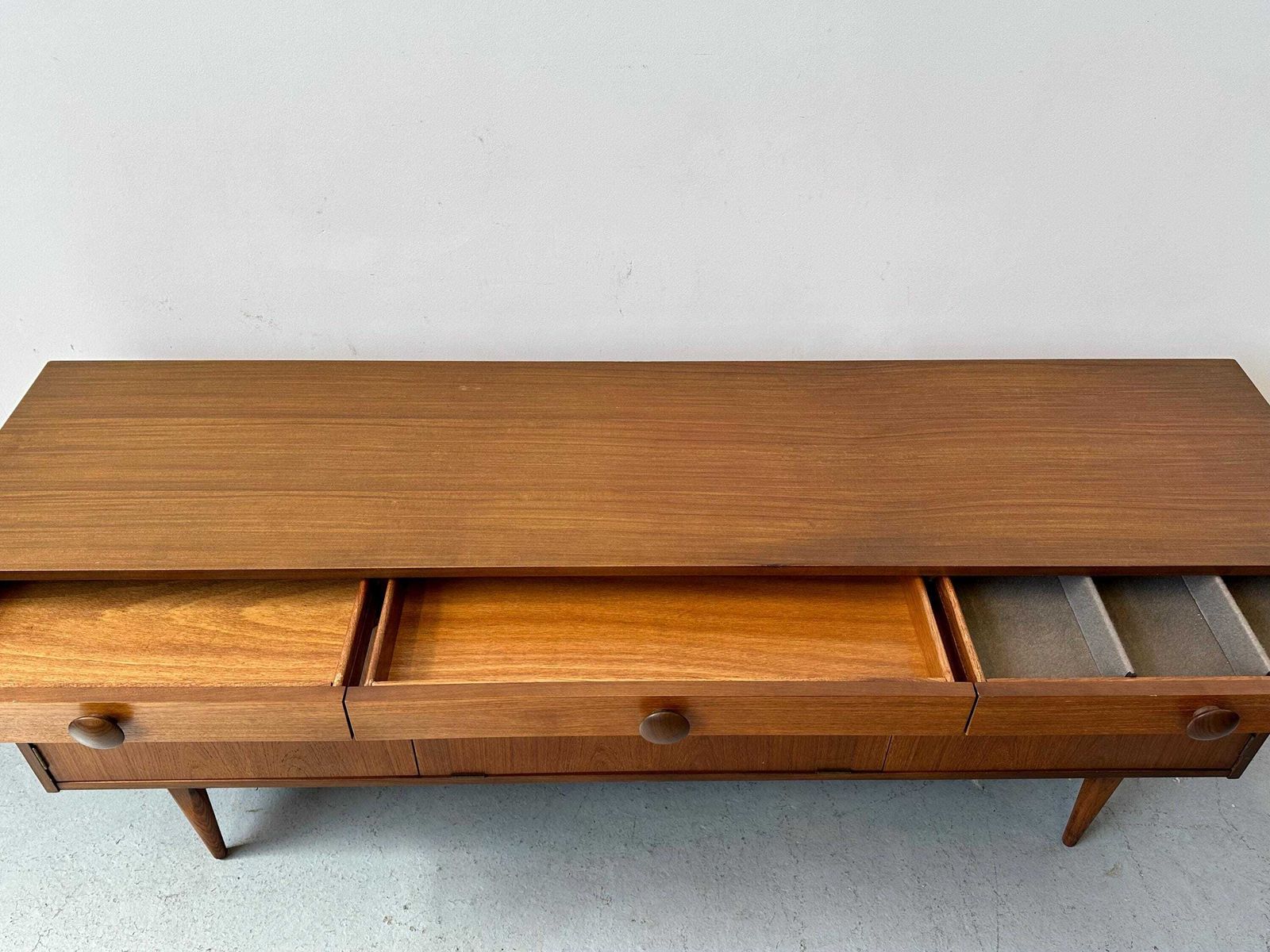 Vintage 1970s  Elliotts Of Newbury Teak Sideboard.  Danish G Plan Mid Century photo vintage