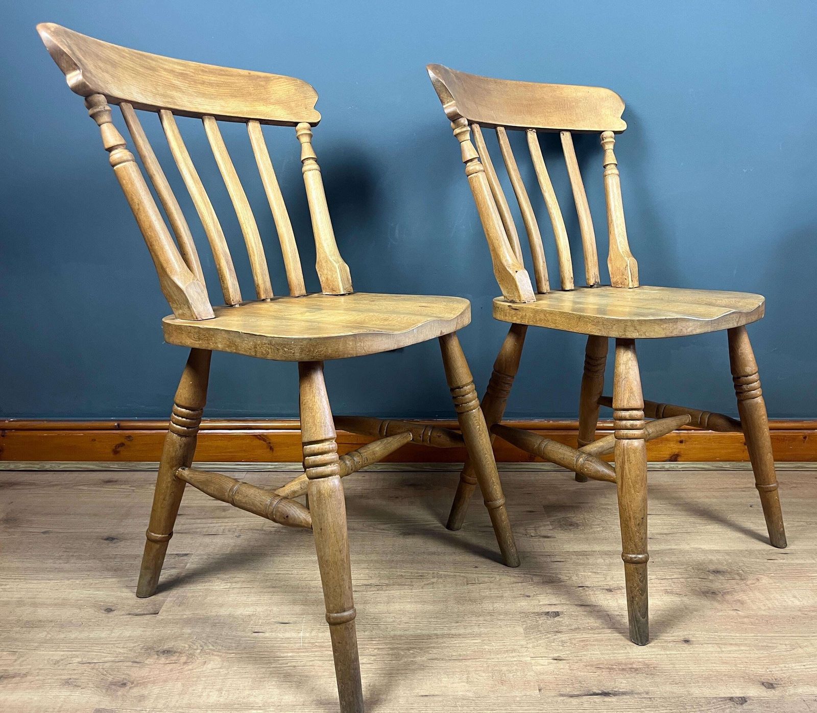 Vintage Pair Of Chairs In A Farmhouse Beech Dining Kitchen Design