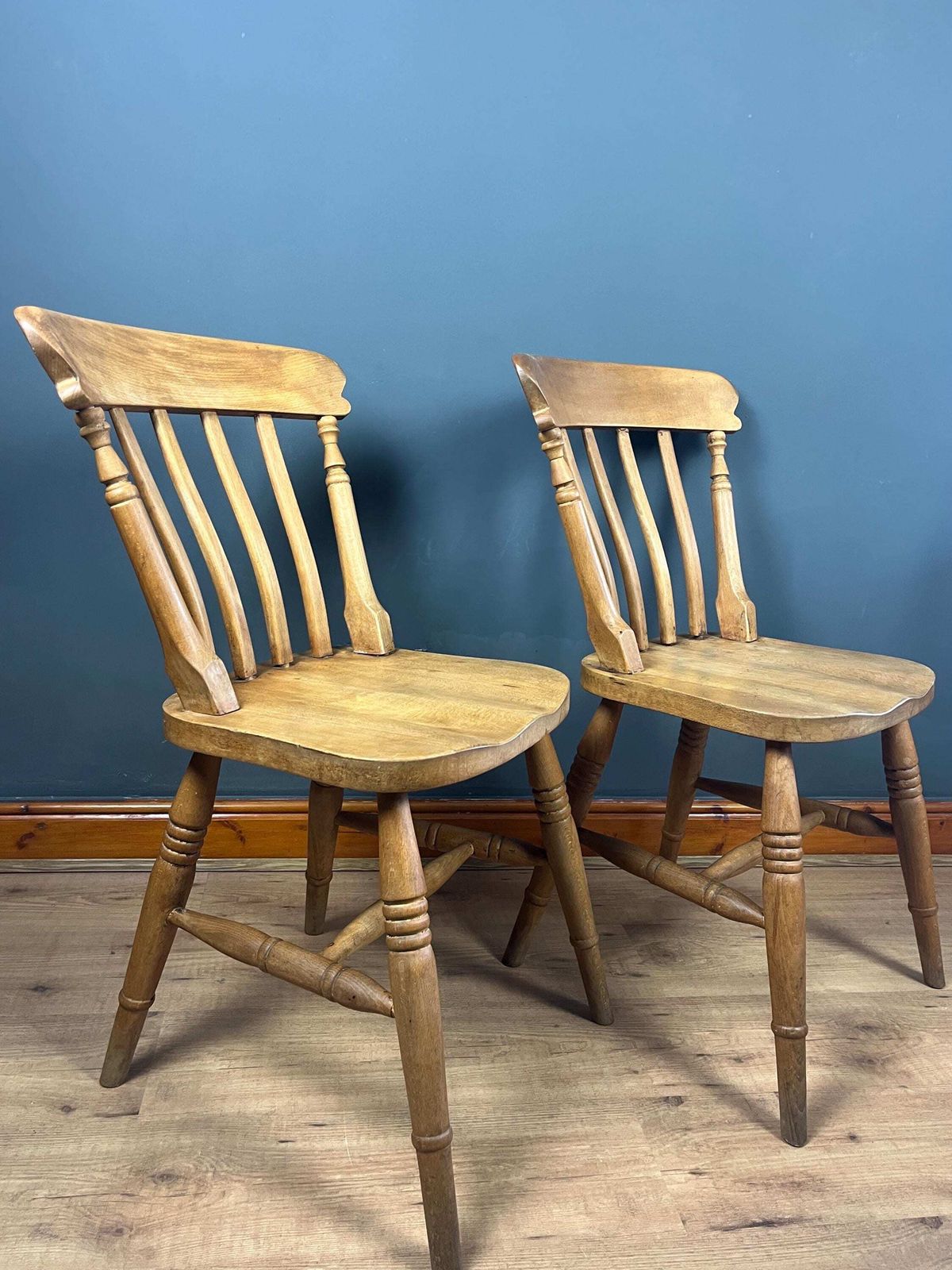 295.0 Vintage Pair Of Chairs In A Farmhouse Beech Dining Kitchen Design photo