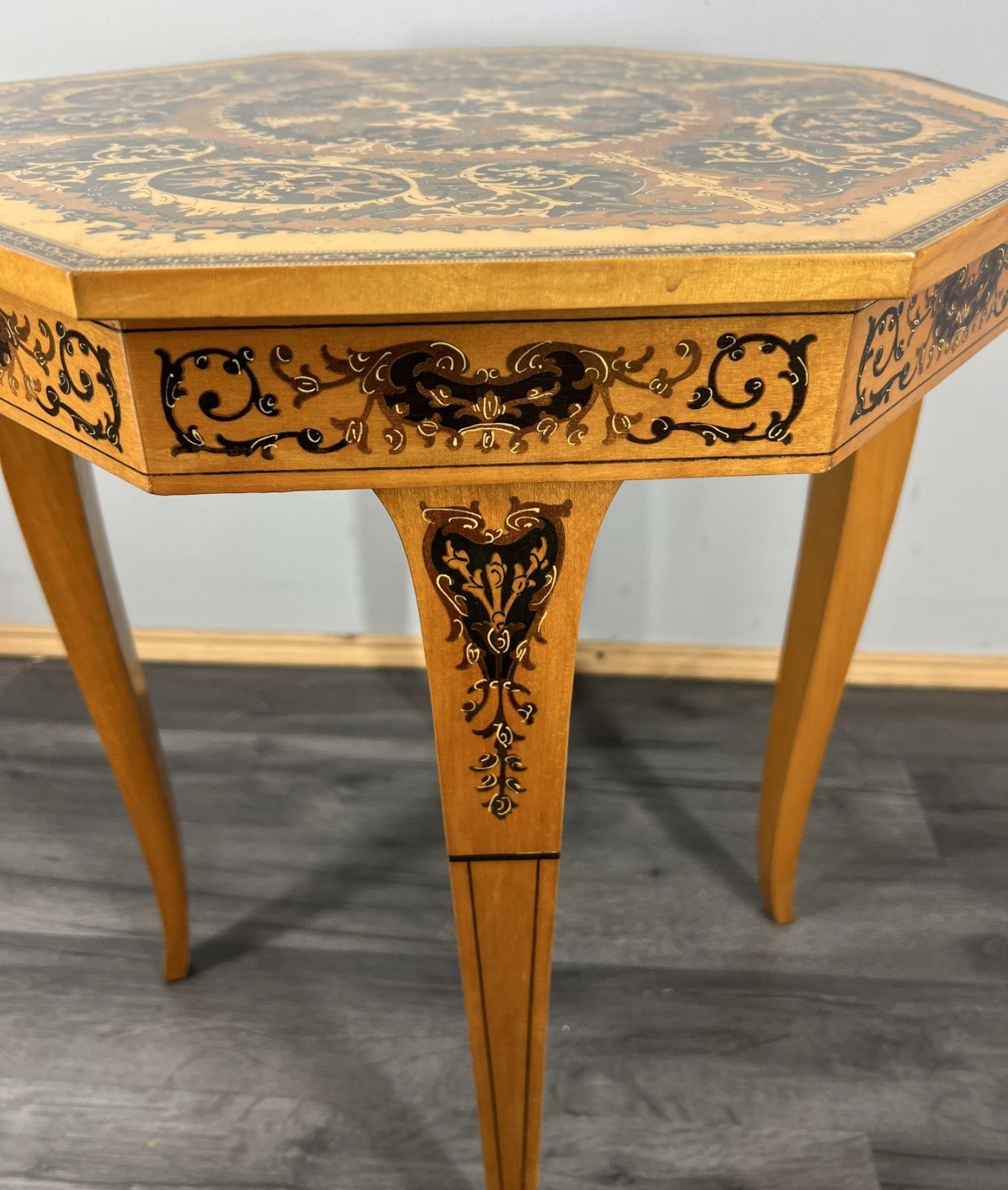 Vintage French Marquetry Octagonal Jewellery Table With Music Box Lot 4258 photo vintage