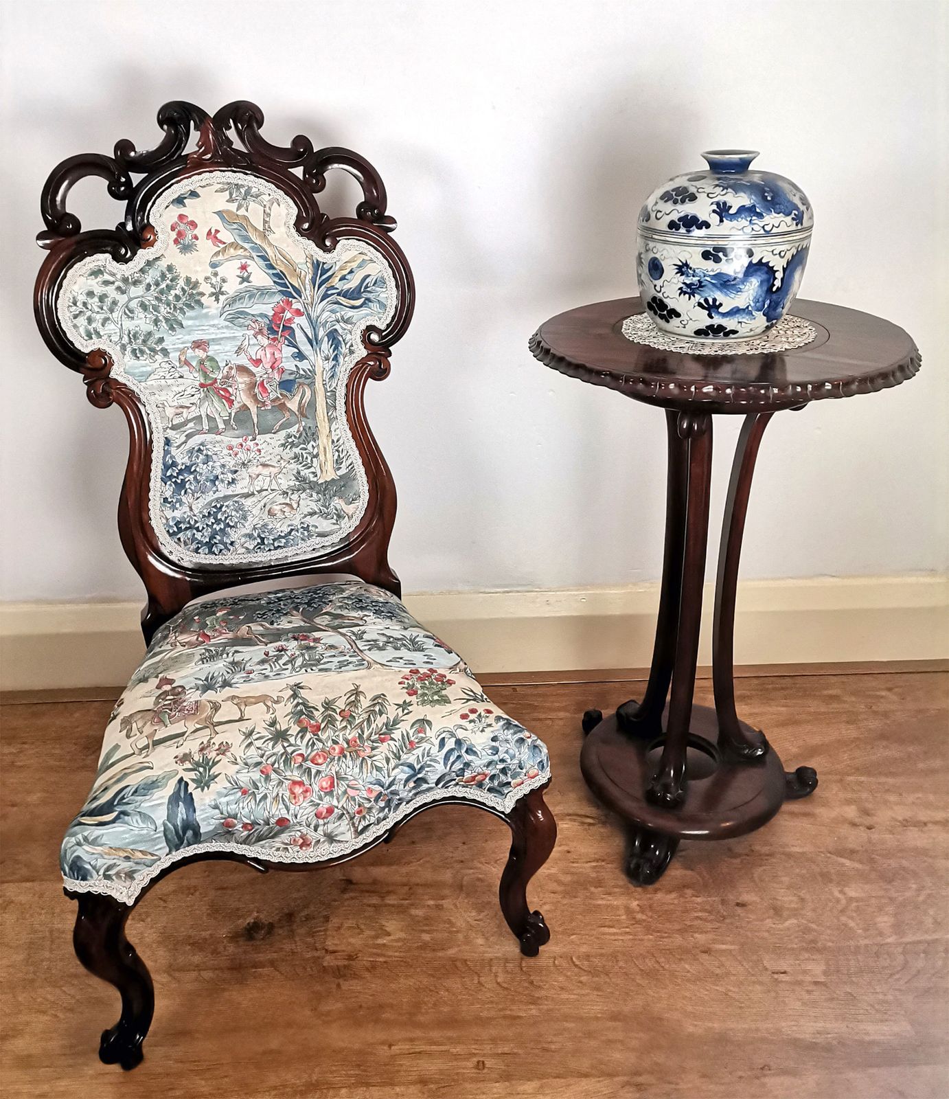 photo for sale Victorian Carved Rosewood Nursing Chair / Ladies Chair