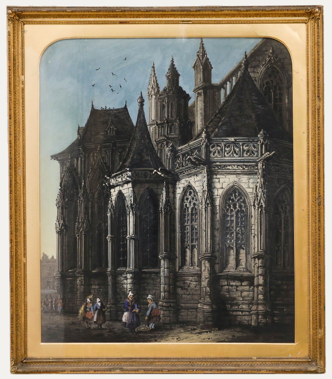 Early 20th Century Oil French Gothic Cathedral