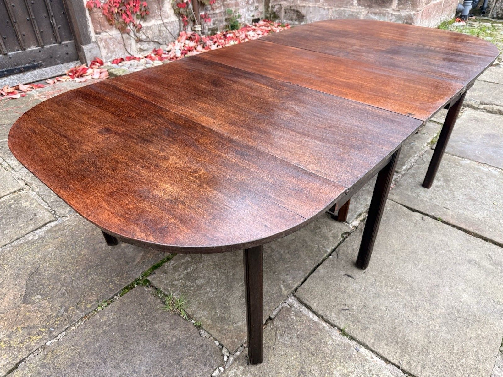 Exceptional Quality English Antique Mahogany D End Georgian Dining Table C1790 photo vinterior