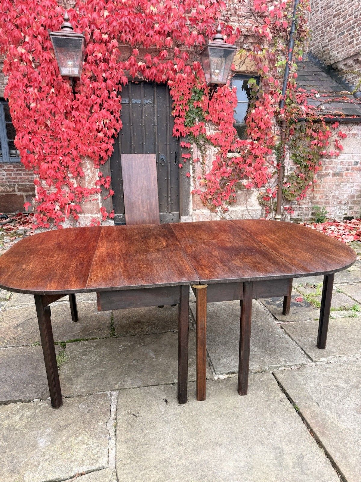 Exceptional Quality English Antique Mahogany D End Georgian Dining Table C1790 photo vintage