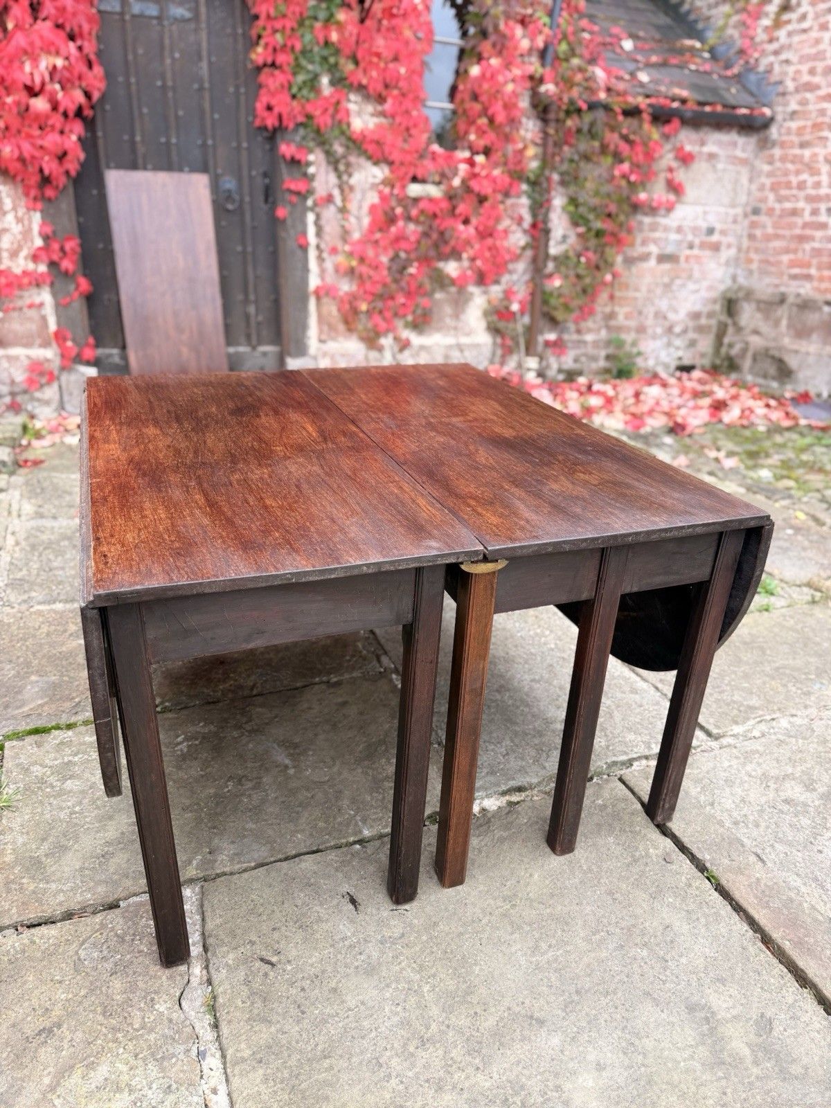 photo furniture Exceptional Quality English Antique Mahogany D End Georgian Dining Table C1790