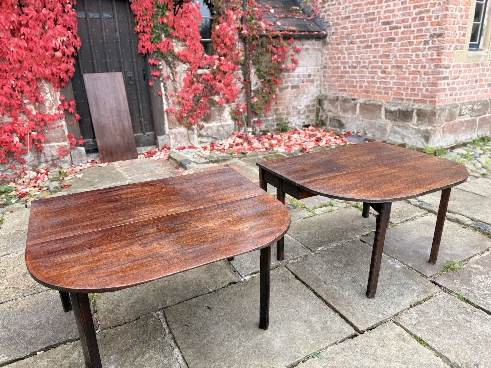 Furniture Exceptional Quality English Antique Mahogany D End Georgian Dining Table C1790 photo