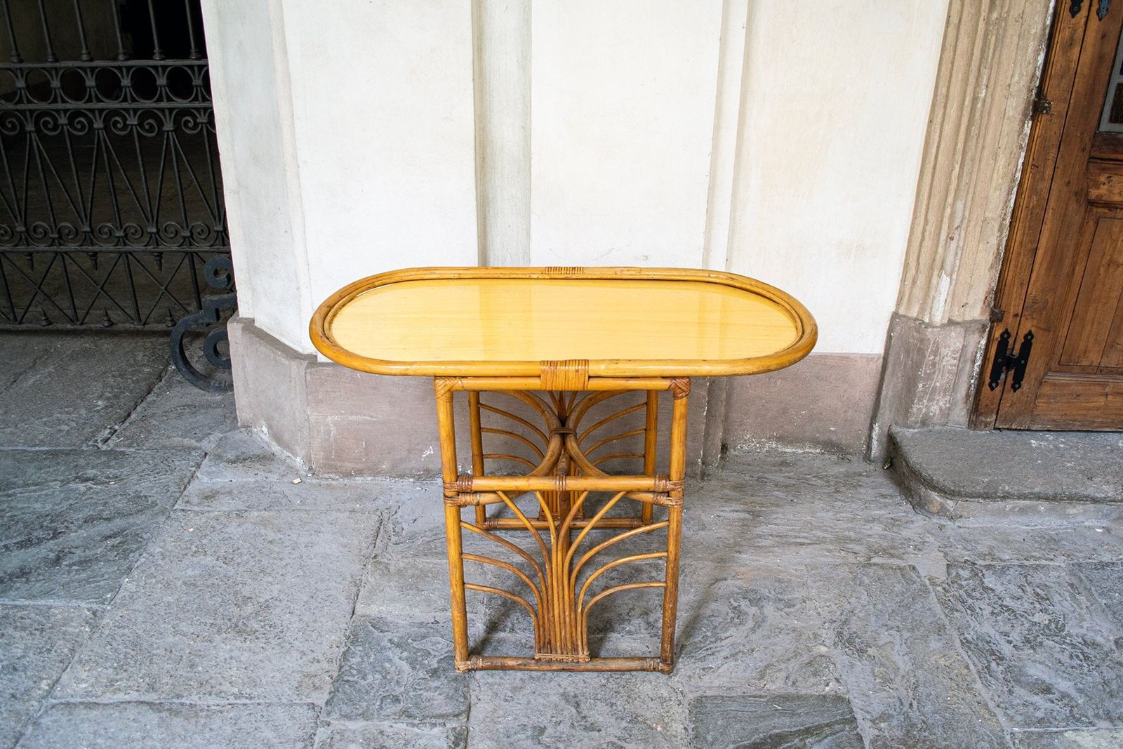Art Deco Bamboo Rattan Coffee Table From Vivai Del Sud, 1960s photo furniture