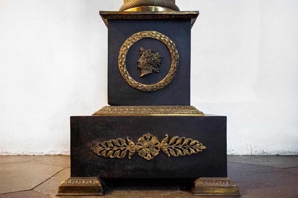 Gilded Bronze Column With Yellow Siena Marble Top, France, 19th Century photo Home Decor