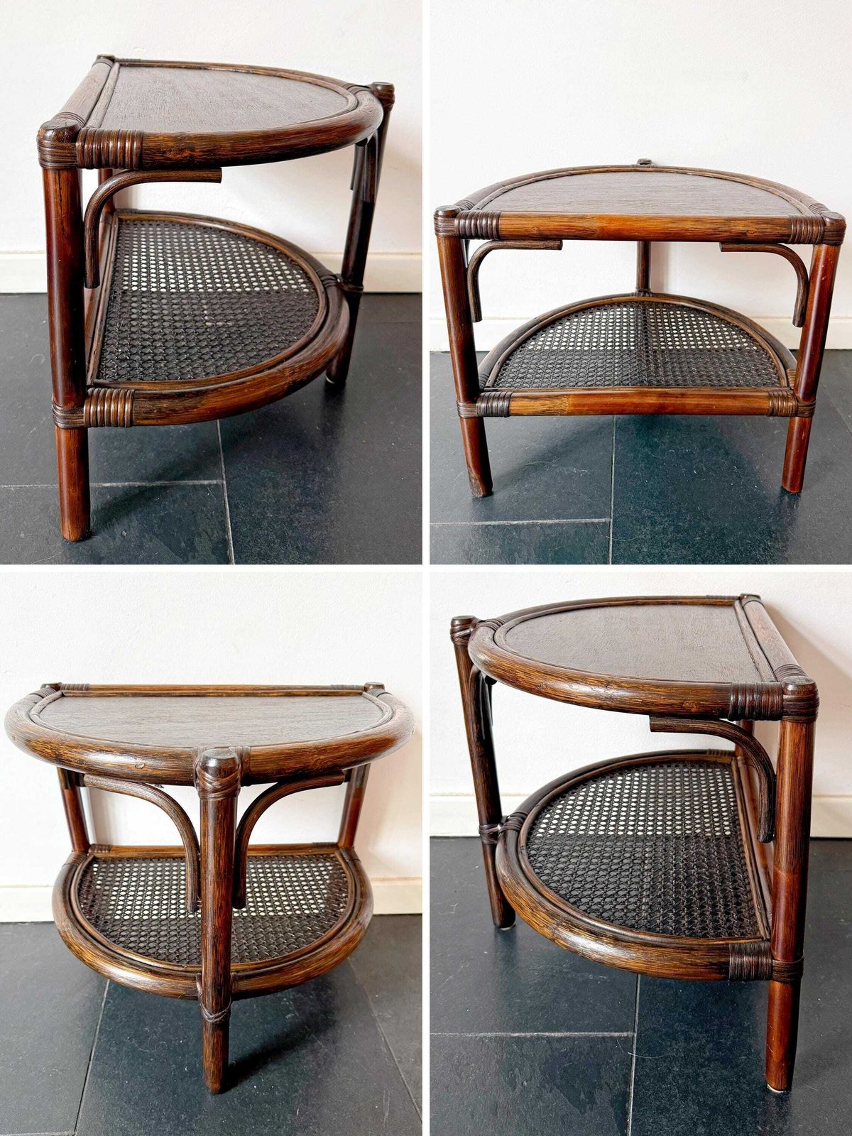 photo furniture Vintage Rattan And Cane Half Moon Wall Table   Wicker   Excellent Condition   Mid Century Design   Bohemian   Side Table