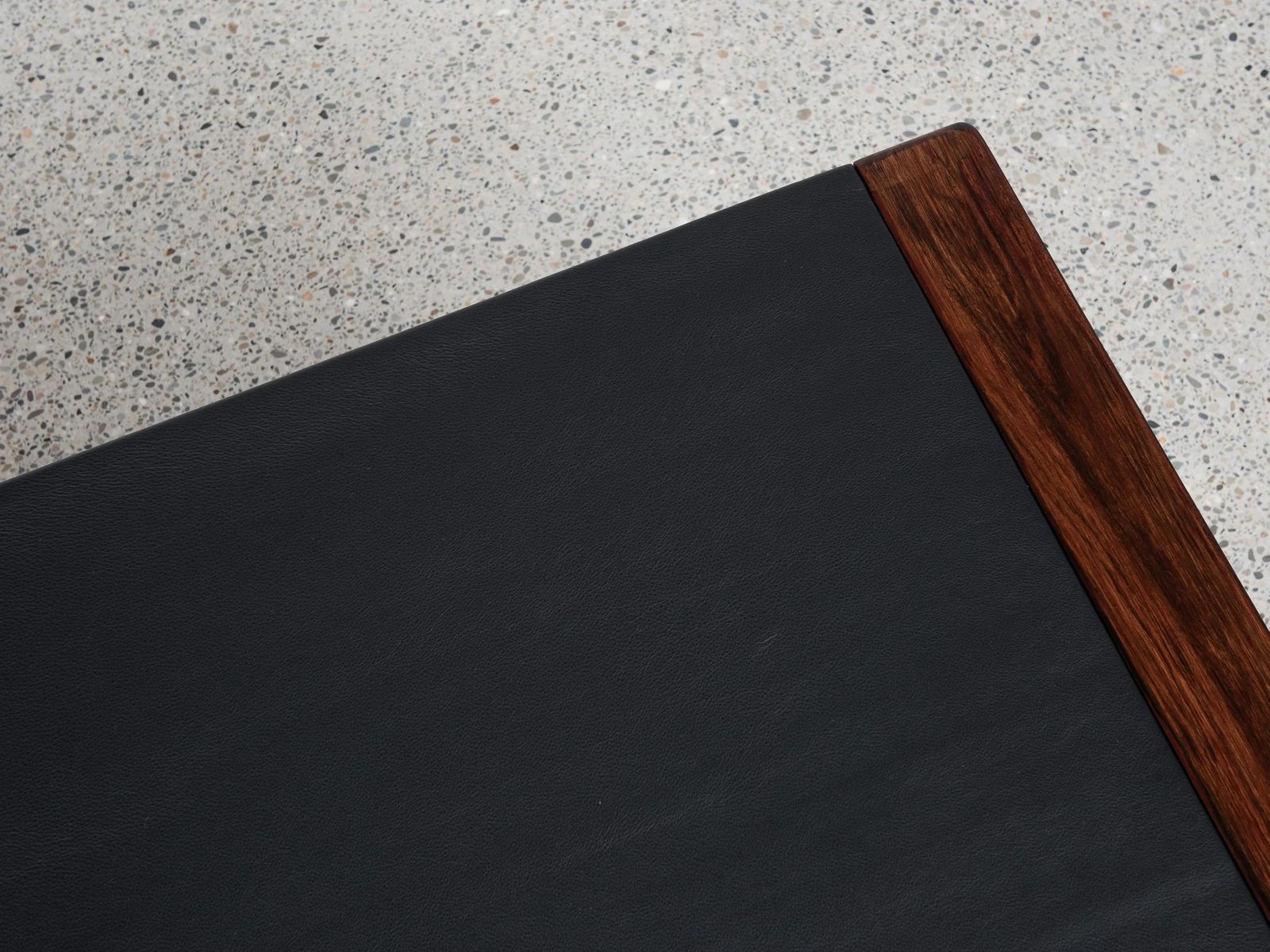Midcentury Danish Xl Desk In Rosewood And New Black Leather By Arne Vodder For Sibast 1960s photo vintage