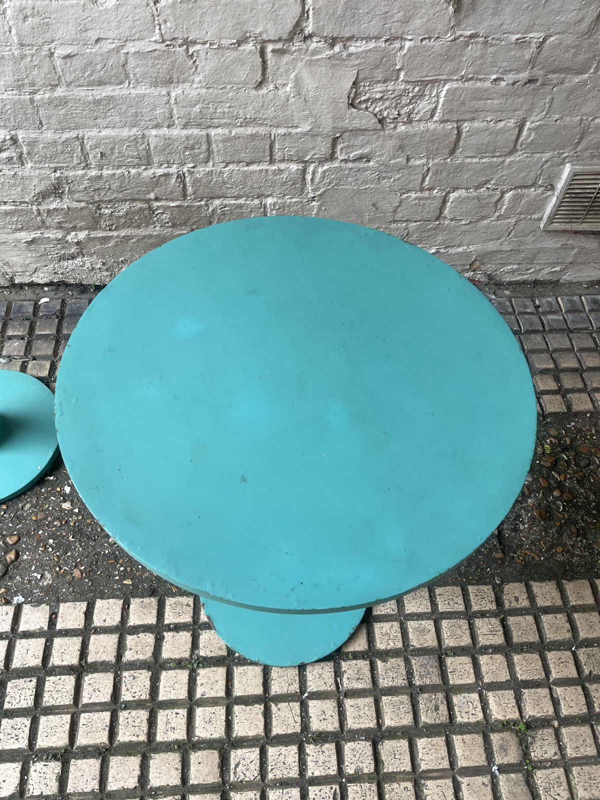 photo furniture Pair Of Metal Teal Coloured Bistro / Side Tables