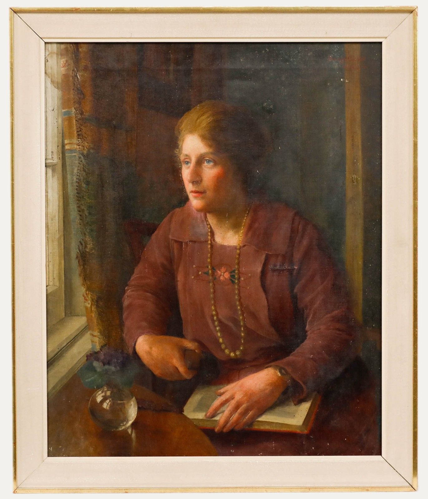 Walter Savage Cooper (1861 1943) Framed 1924 Oil, Lady In Thought