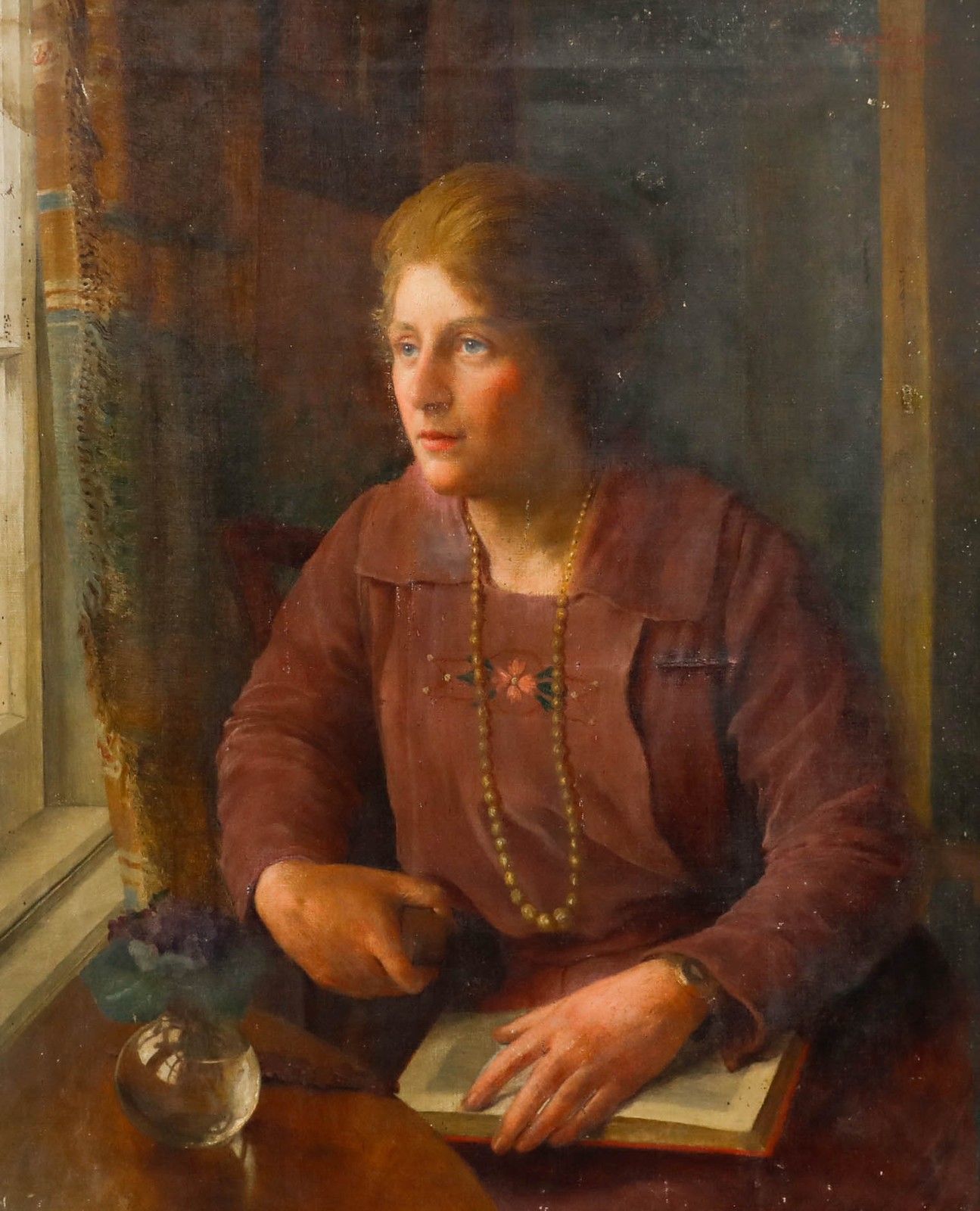 Walter Savage Cooper (1861 1943) Framed 1924 Oil, Lady In Thought photo furniture