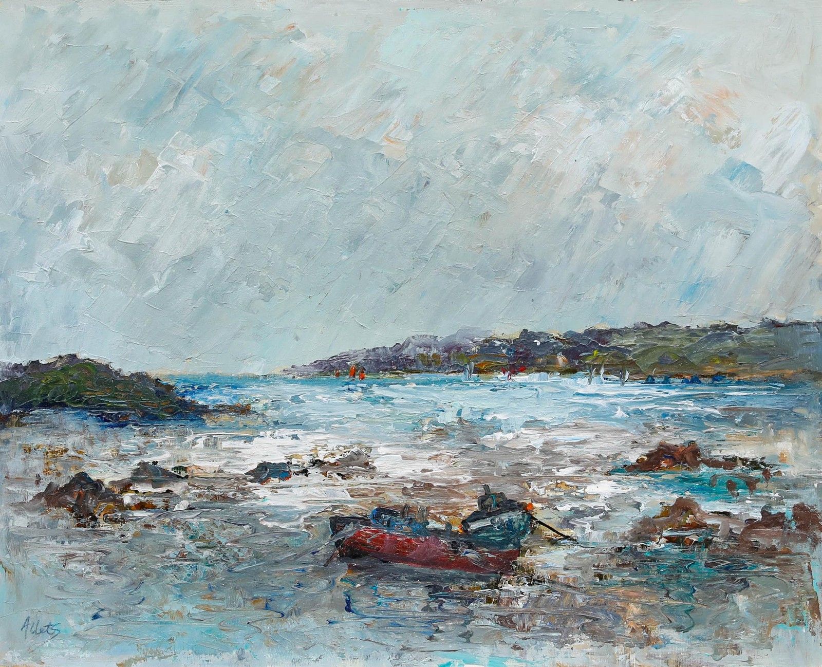 Mary Stella Edwards (1915 2009) 20th Century Oil, Cornish Cove photo furniture