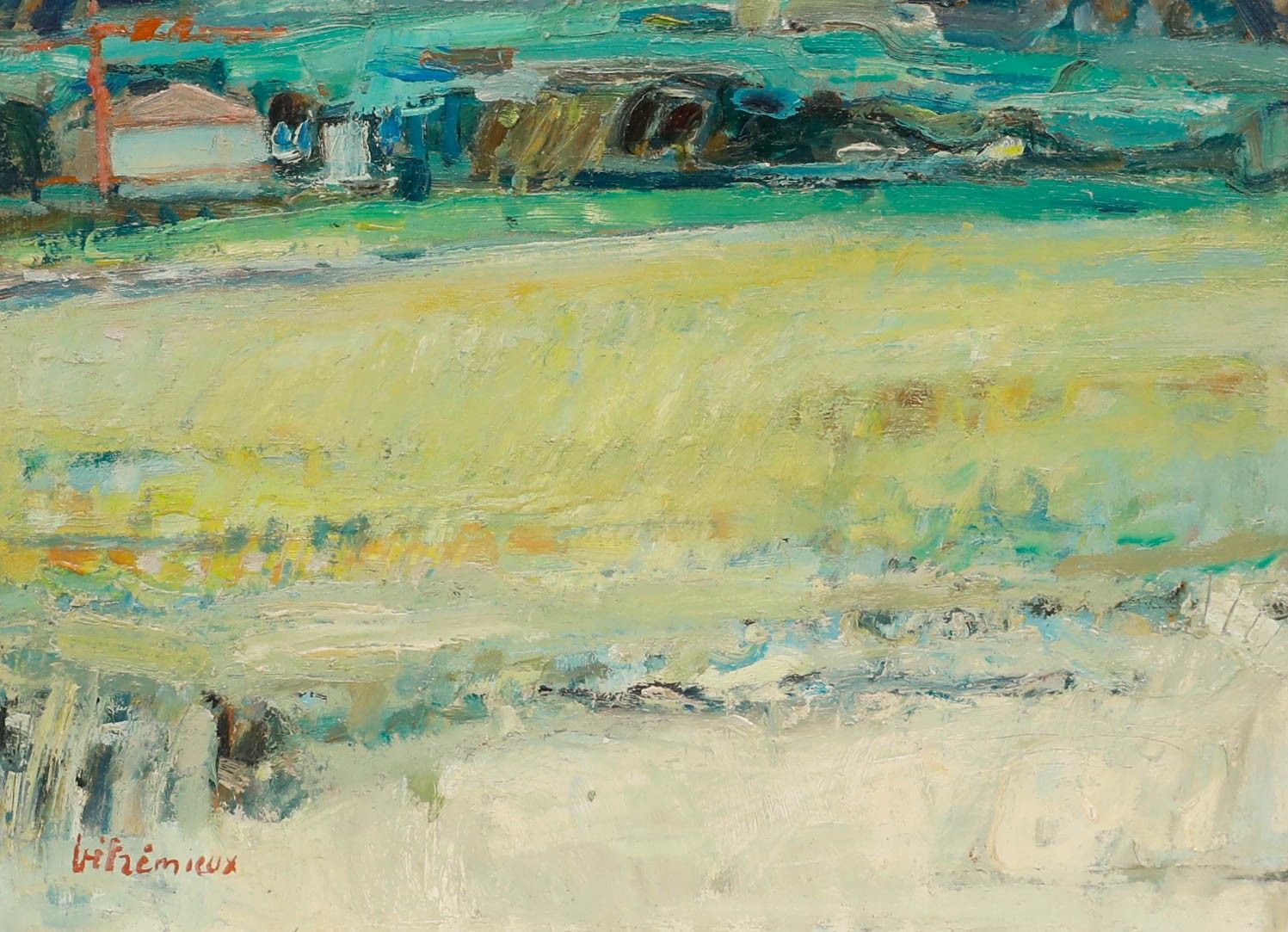 Charles Betremieux (1919 1997) Mid 20th Century Oil, View From The Field