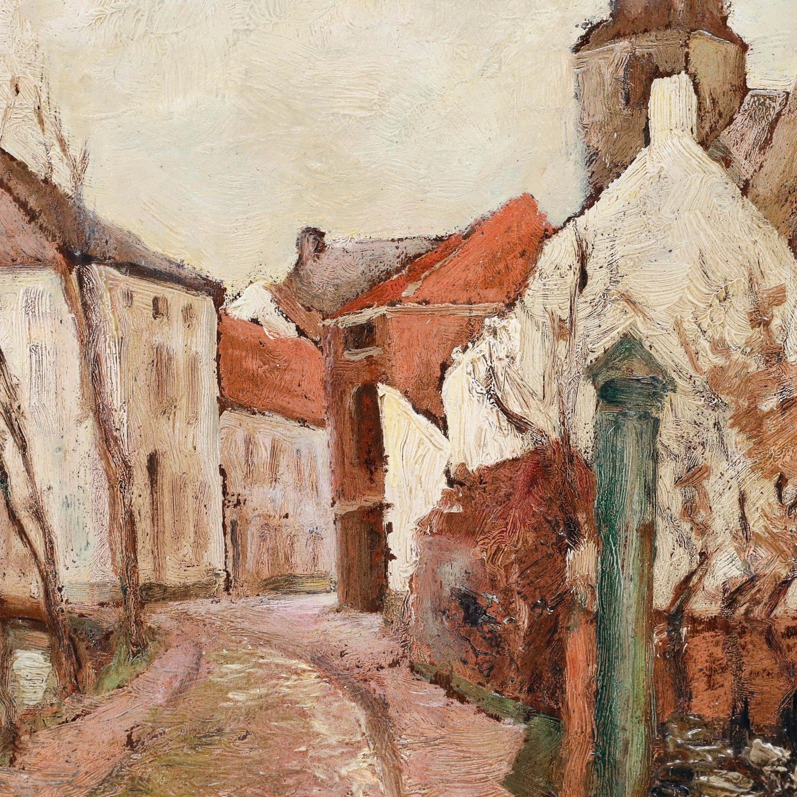 Continental School Early 20th Century Oil A Winter Street Scene photo Art
