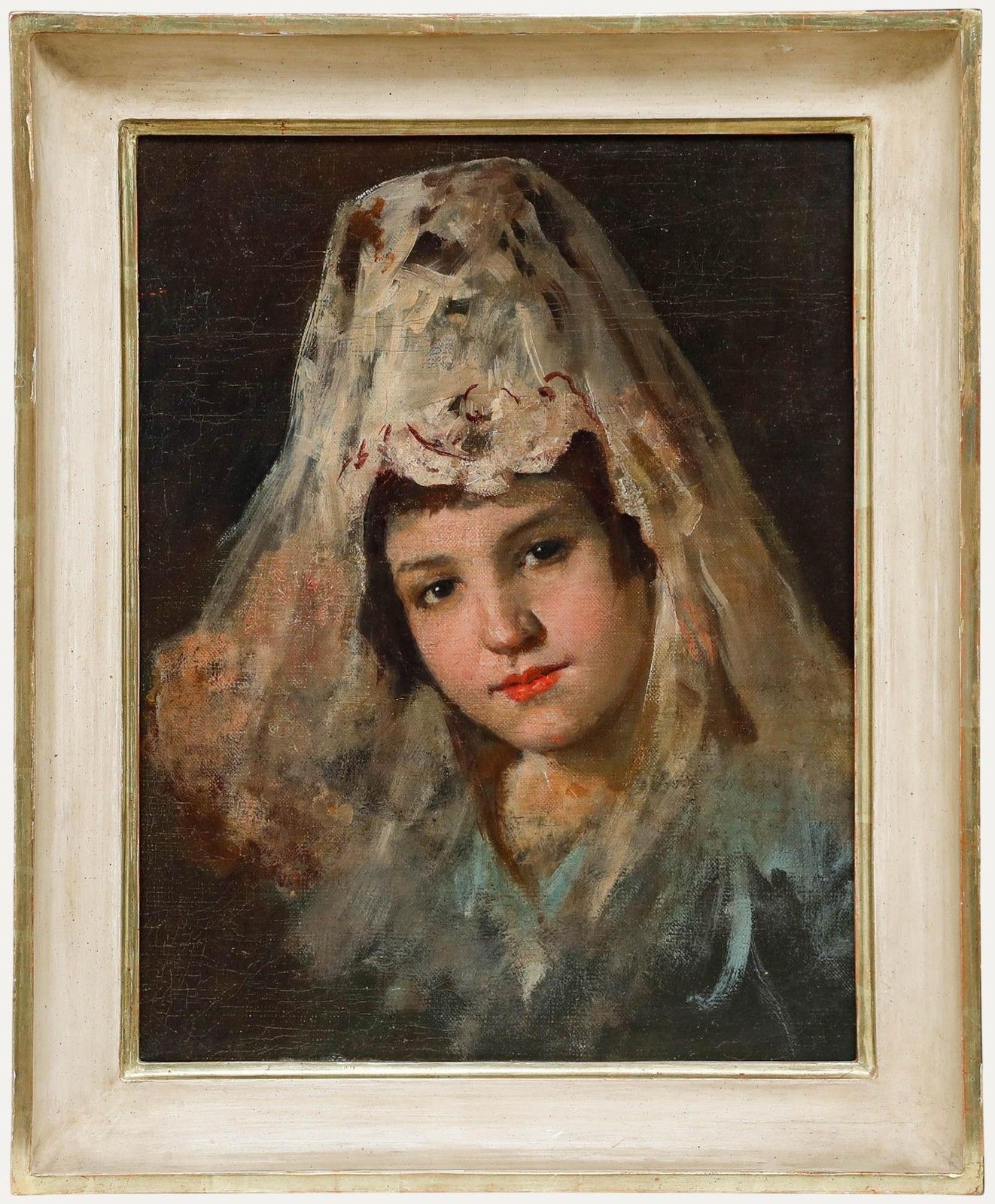 Framed Late 19th Century Oil Spanish Beauty