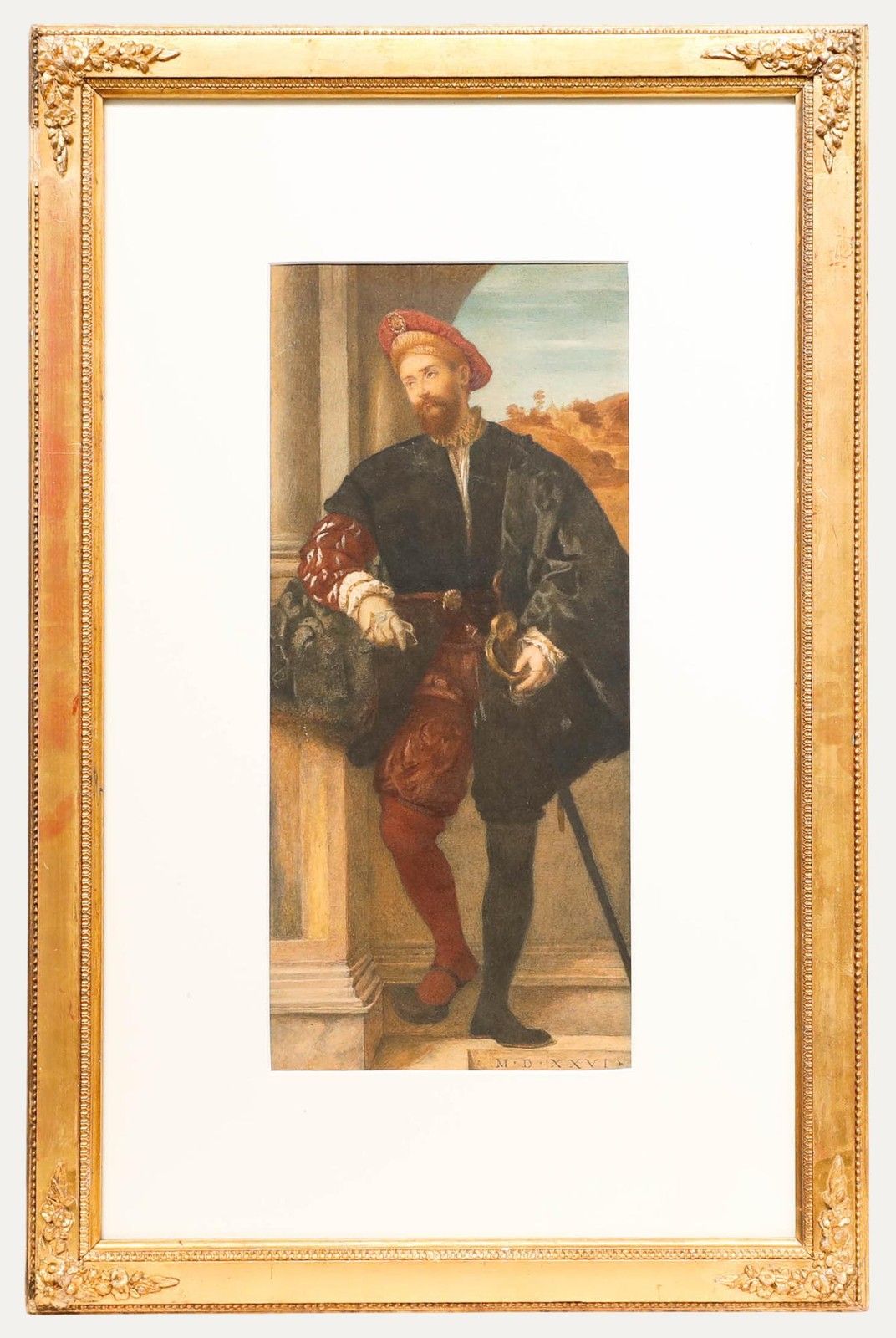 After Moretto Italian 19th Century Watercolour, Portrait Of A Man