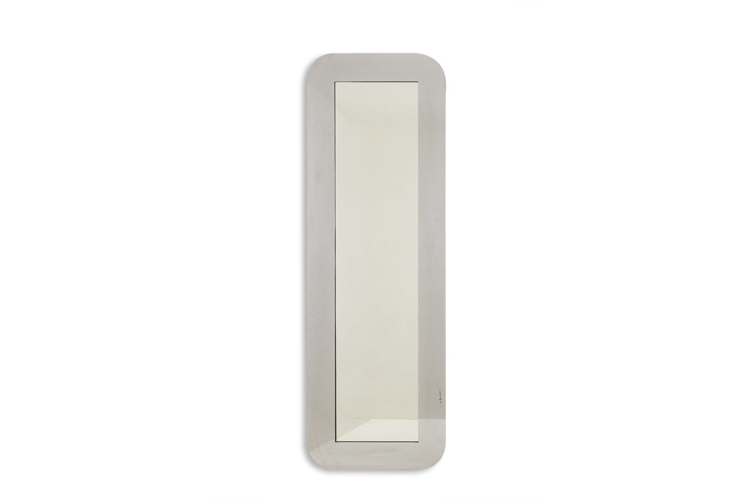 Rectangular Mirror In Polished Metal. Italy, 1970s