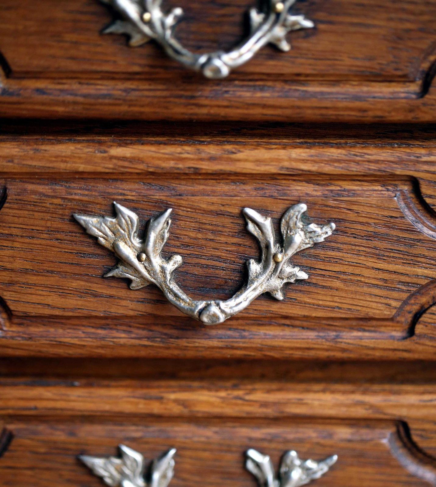 Antique French Oak Miniature Chest Salesman Sample Rococo Jewelry Box photo vinterior