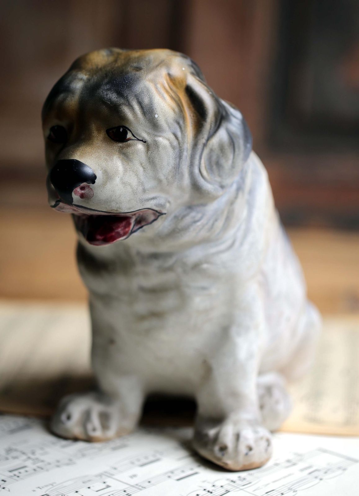 Vintage Vietri Italian Ceramic Saint Bernard Puppy Statue Signed De Marinis photo for sale
