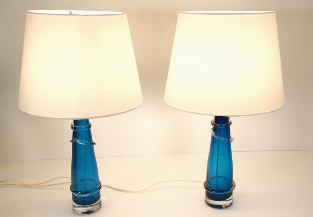 Swedish Art Glass Table Lamps By Carl Fagerlund For Orrefors, 1950s, Set Of 2 photo vinterior