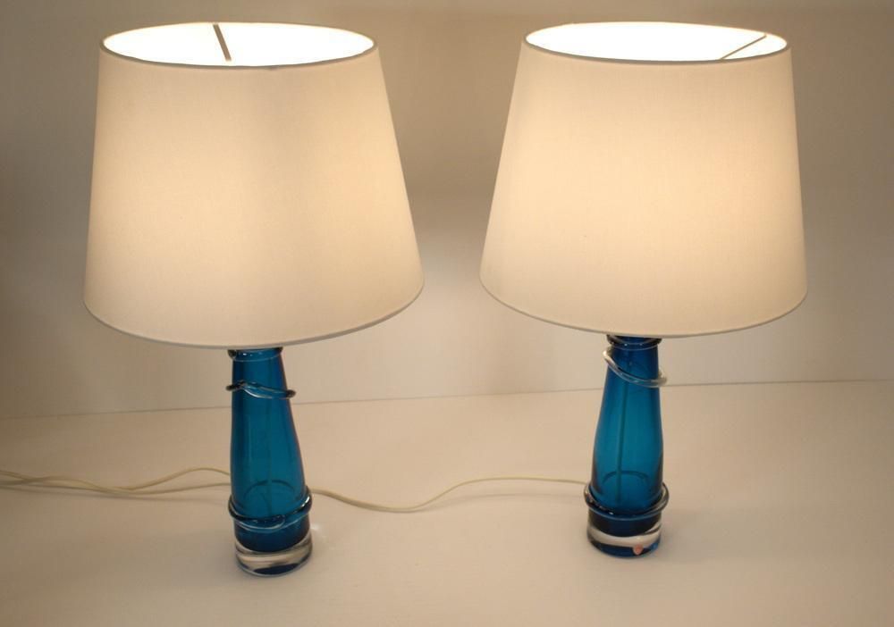 Swedish Art Glass Table Lamps By Carl Fagerlund For Orrefors, 1950s, Set Of 2 photo vintage
