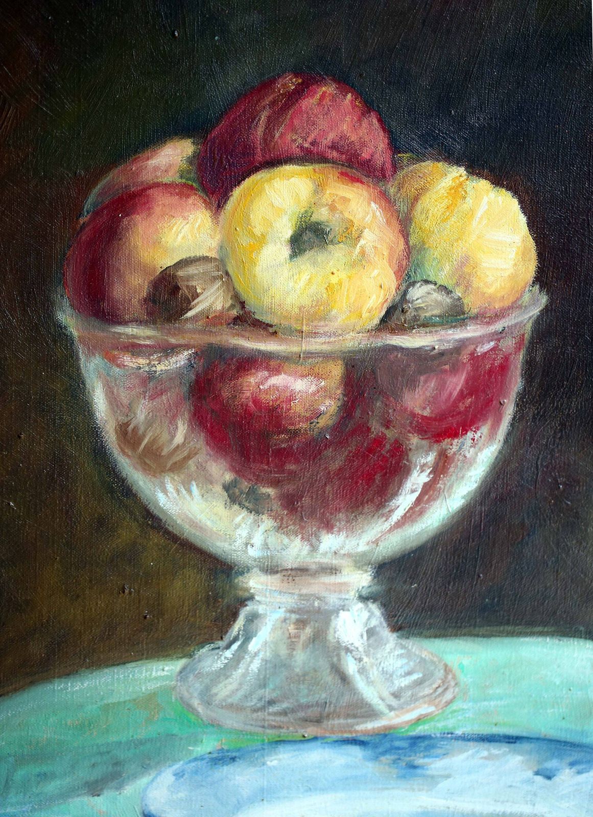 Original Still Life Oil Painting Artist Canvas Fruit Art Signed Ylar photo furniture