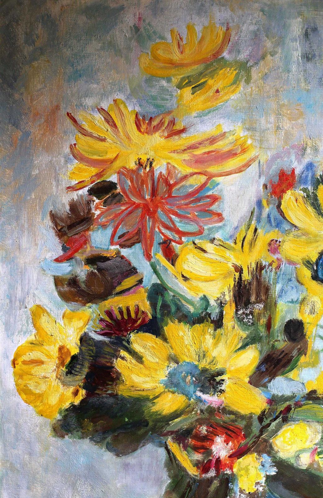 Large Original Still Life Oil Painting French Modern Floral Art photo 295.0
