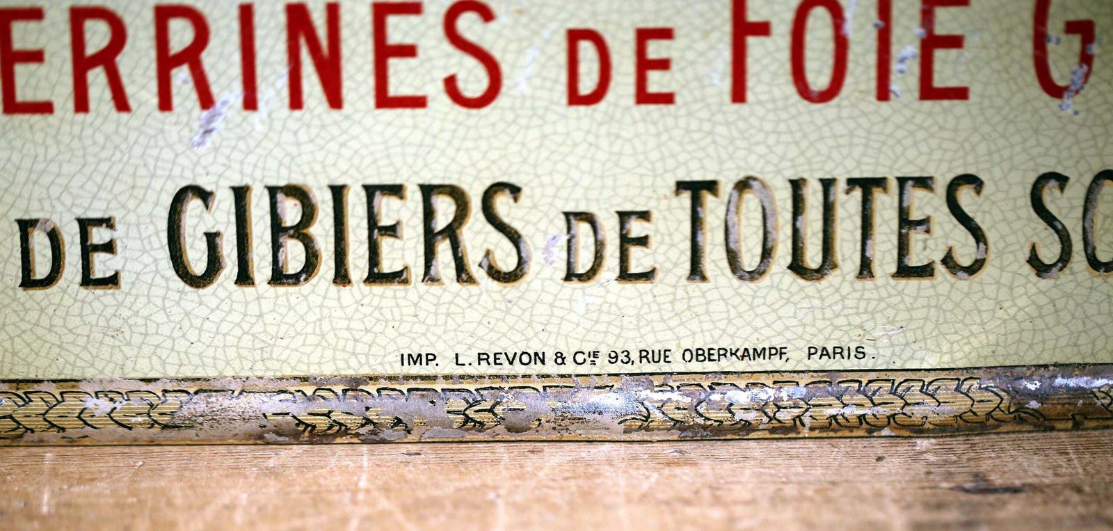 Antique Comestibles Aux Truffes Tin Sign French Billboard Tin Advertising Kitchen Plaque 1910 Truffles photo vinterior
