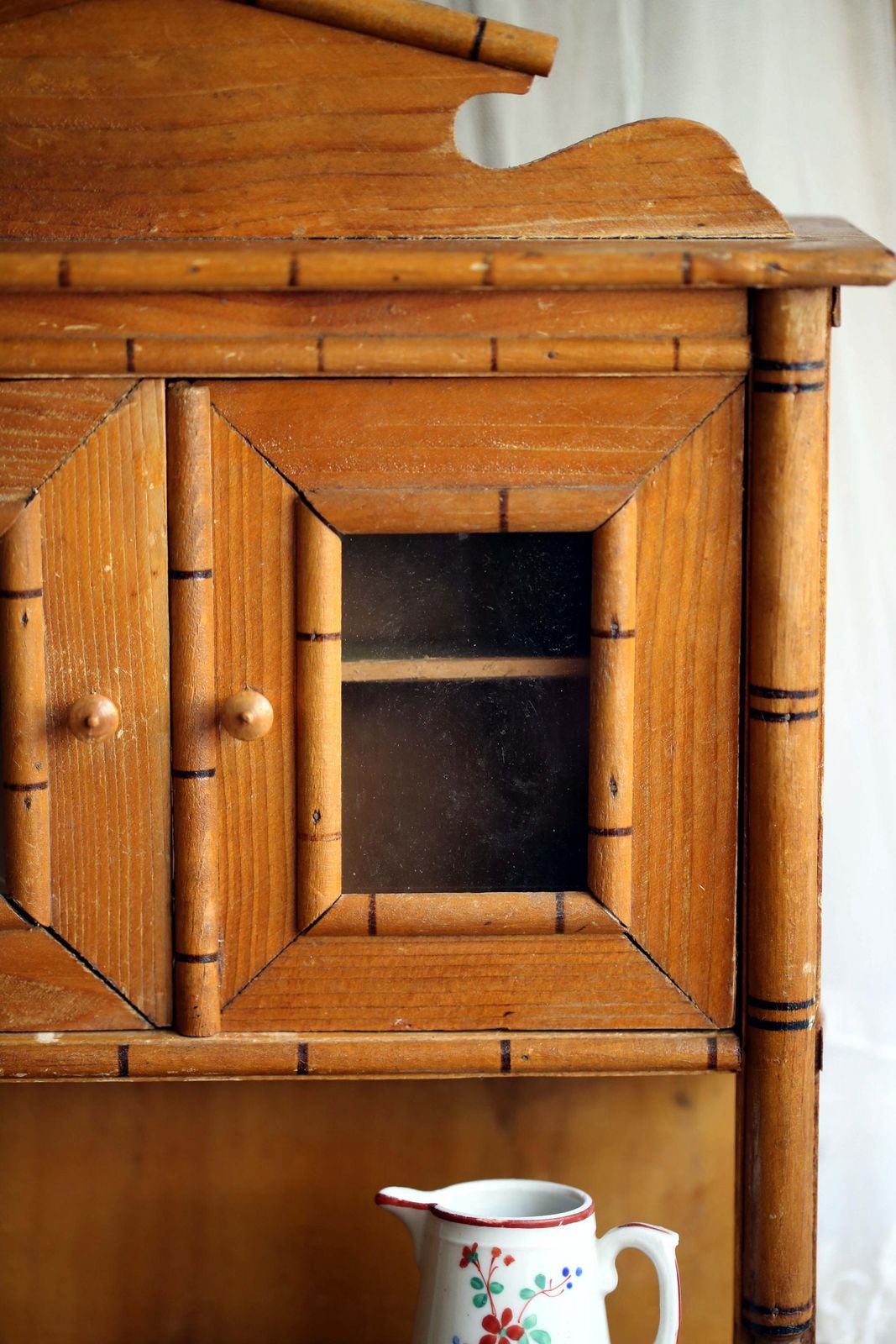 French Vintage Toy Dresser Child Faux Bamboo Hutch Small Wooden Miniature Furniture photo Furniture