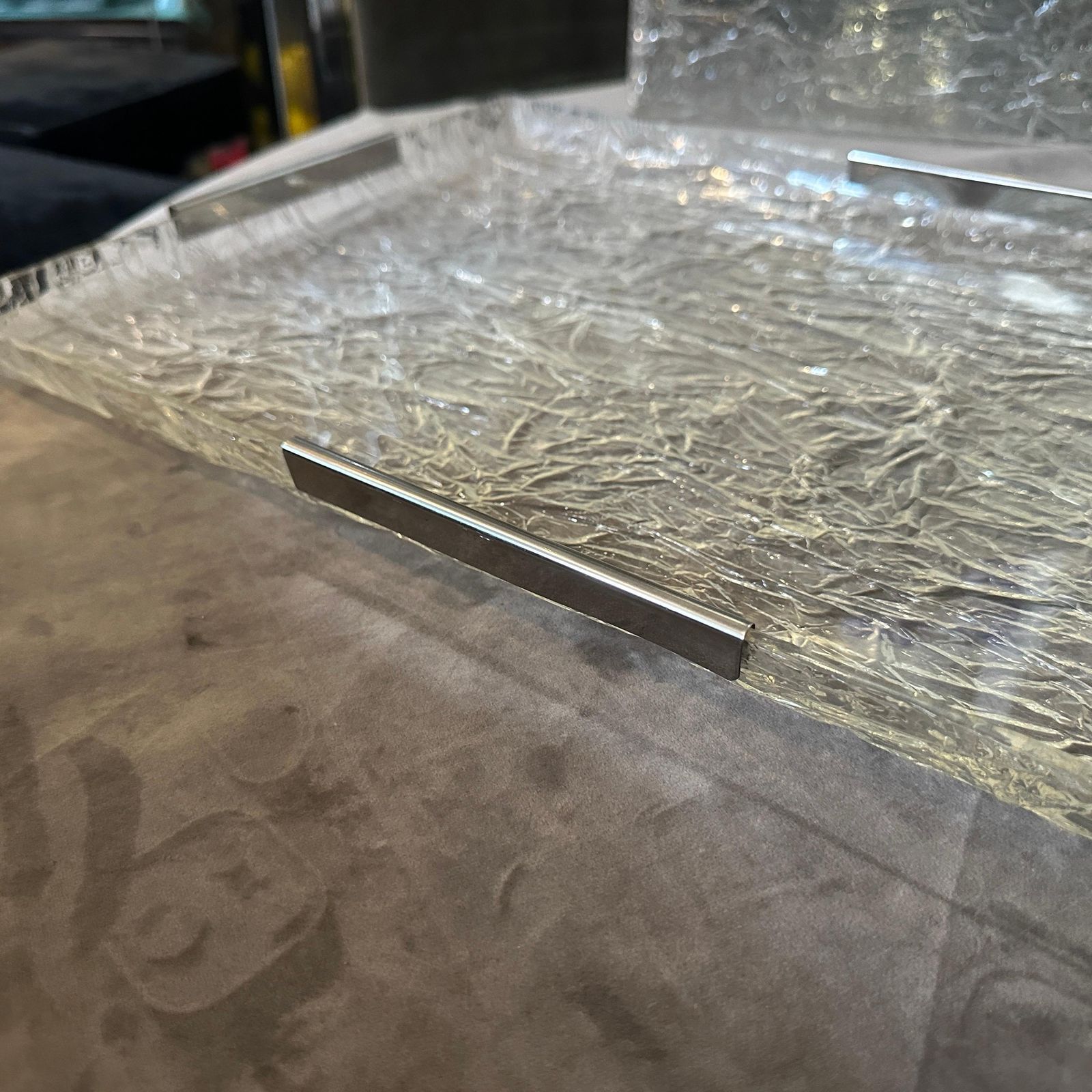 Home Decor 1980s Modernist Ice Lucite And Silver Plated Italian Tray By Ulderico Cavinato photo