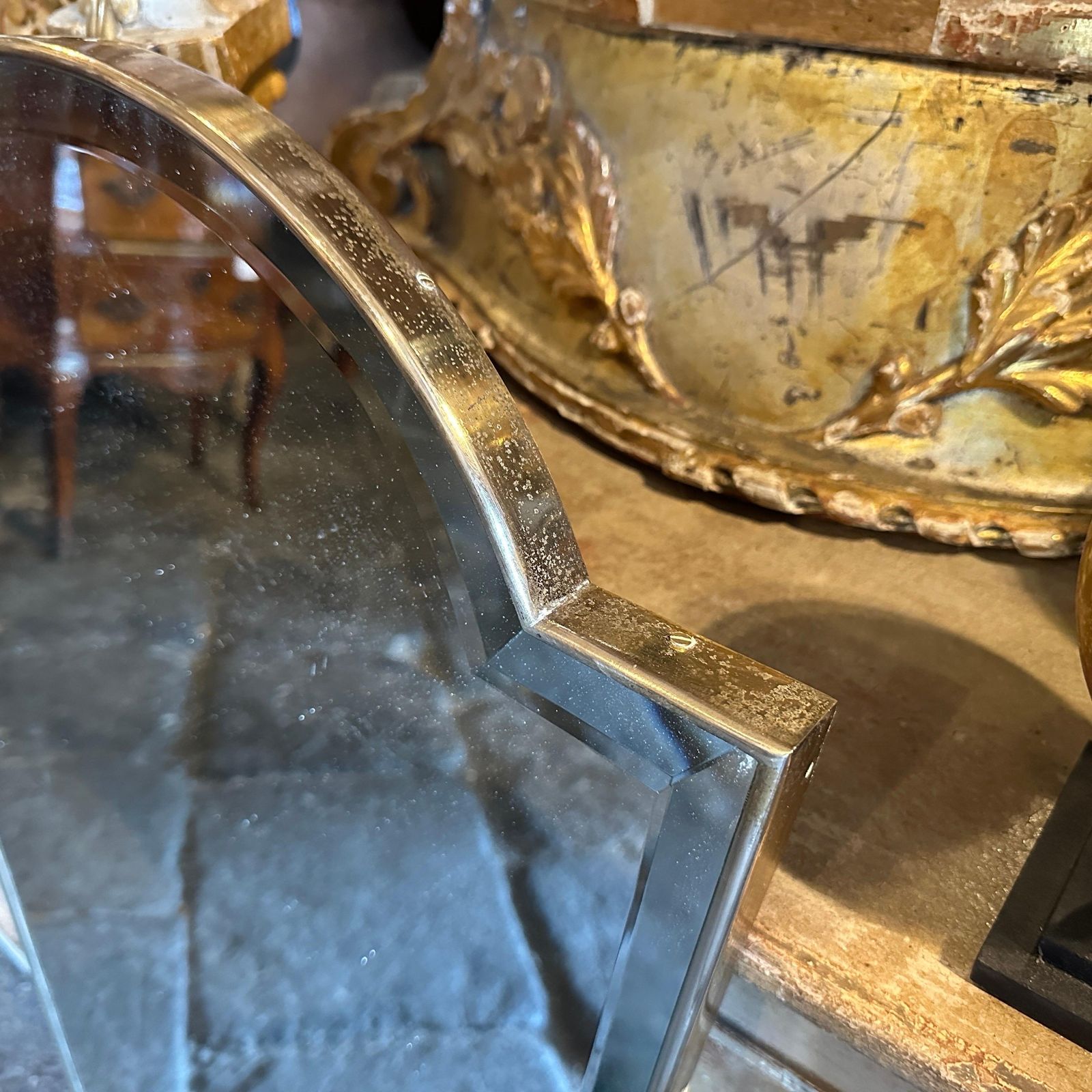 Home Decor 1950s Gio Ponti Style Mid Century Modern Brass Italian Wall Mirror photo