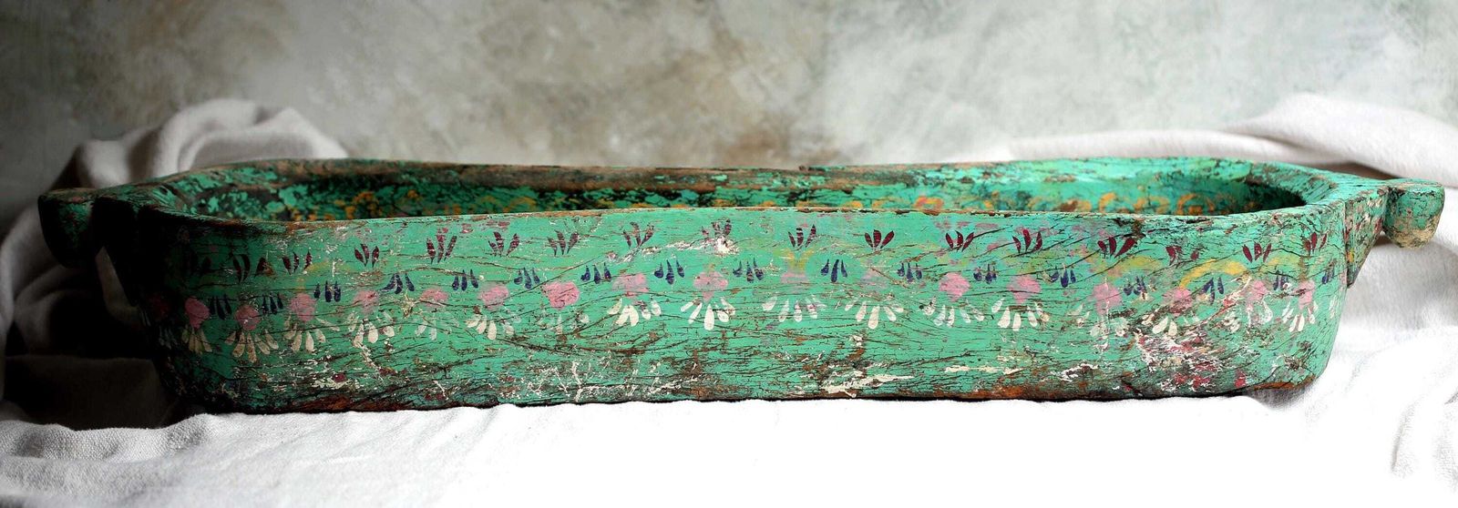 photo furniture Antique Indian Folk Art Window Box: Hand Carved Floral Jardiniere