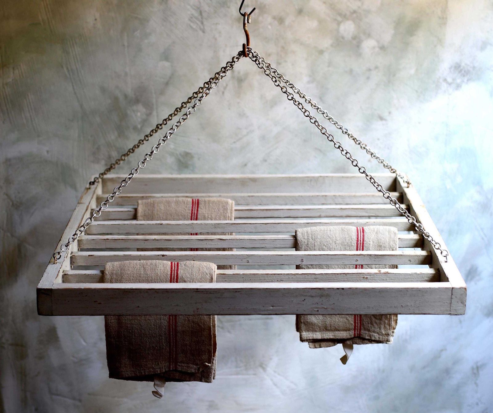 Antique T Towel Laundry Dryer Rack Wooden French Hanging Ceiling Display Pan Hanger photo for sale