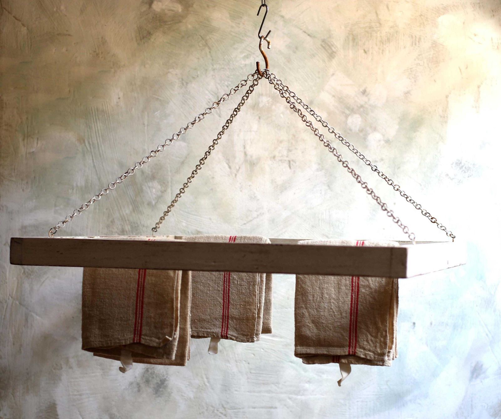 photo furniture Antique T Towel Laundry Dryer Rack Wooden French Hanging Ceiling Display Pan Hanger