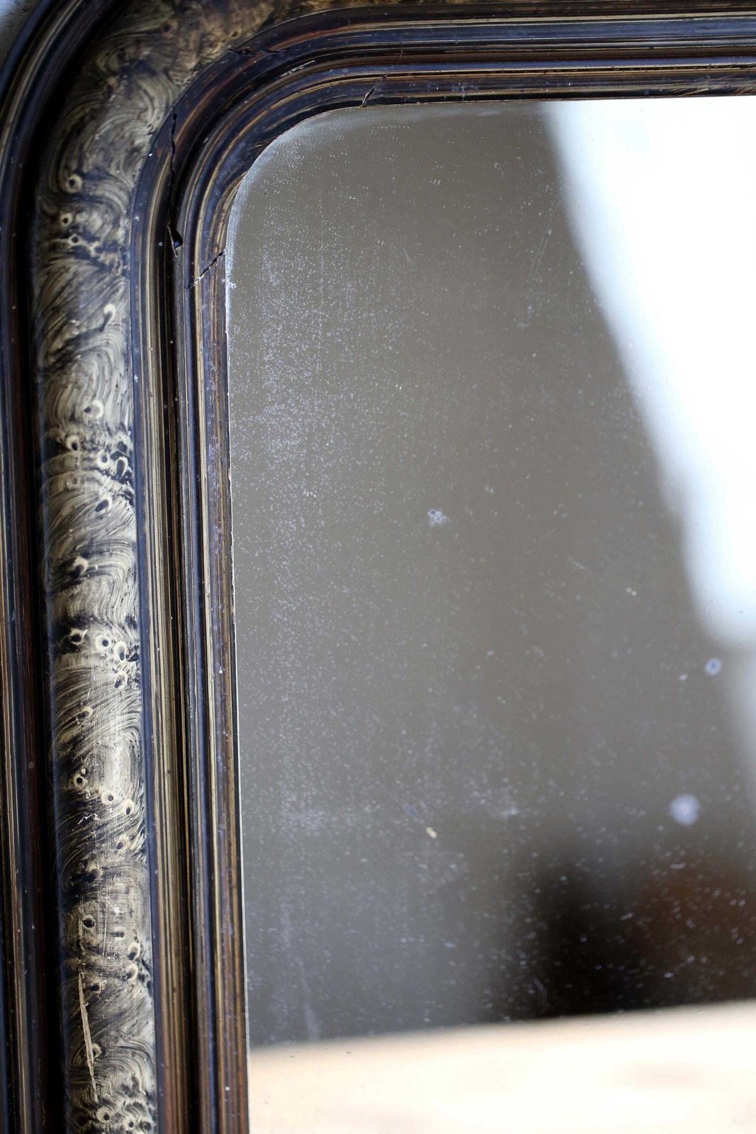 Antique French Mirror: Louis Philippe Style Faux Marble Frame photo vintage
