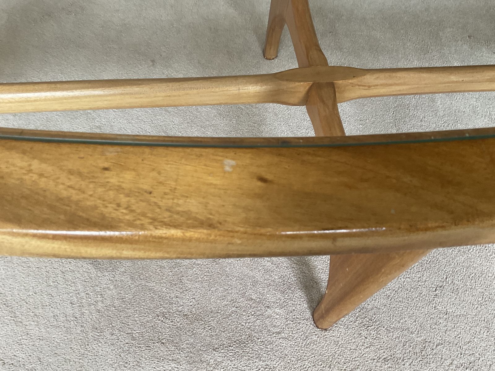 Stonehill Stateroom Oval Coffee Table. Light Teak With Glass Inlay. photo furniture