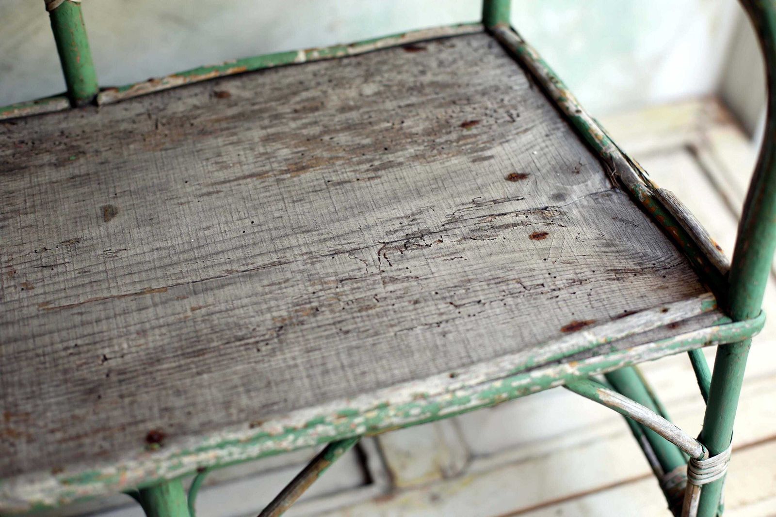 Antique Child Bench Small Bentwood Seat Children Chippy Green French Garden Chair photo buy
