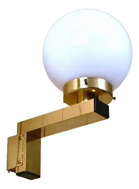 Swedish Model V397 Sconces In Brass And Opaque Glass By Hans Agne Jakobsson For Hans Agne Jakobsson Ab, 1970s, Set Of 2