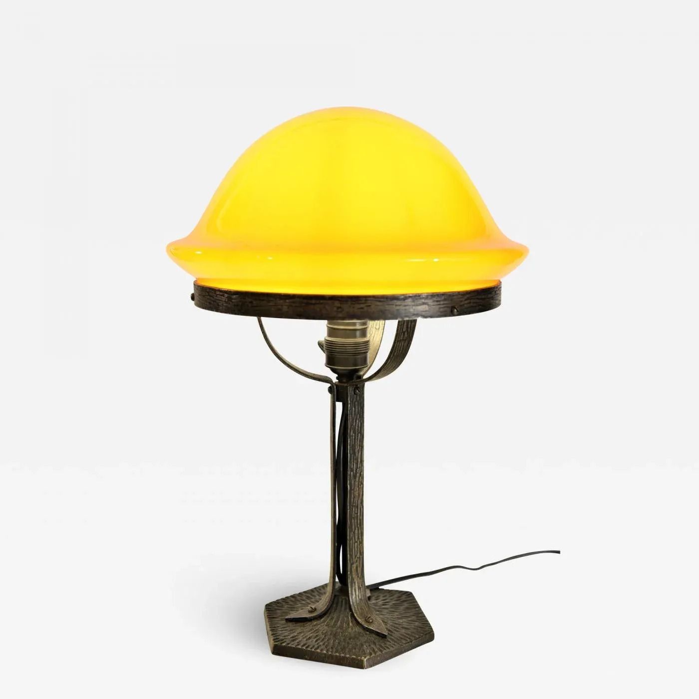 Art Nouveau Wrought Iron And Glass Table Lamp From Jugendstil, Sweden, 1920s photo 1259.0